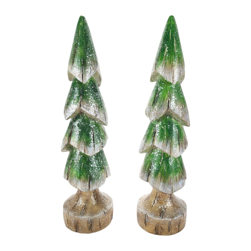 RAZ Tabletop Christmas Fir Tree, Height 13", Set of 2